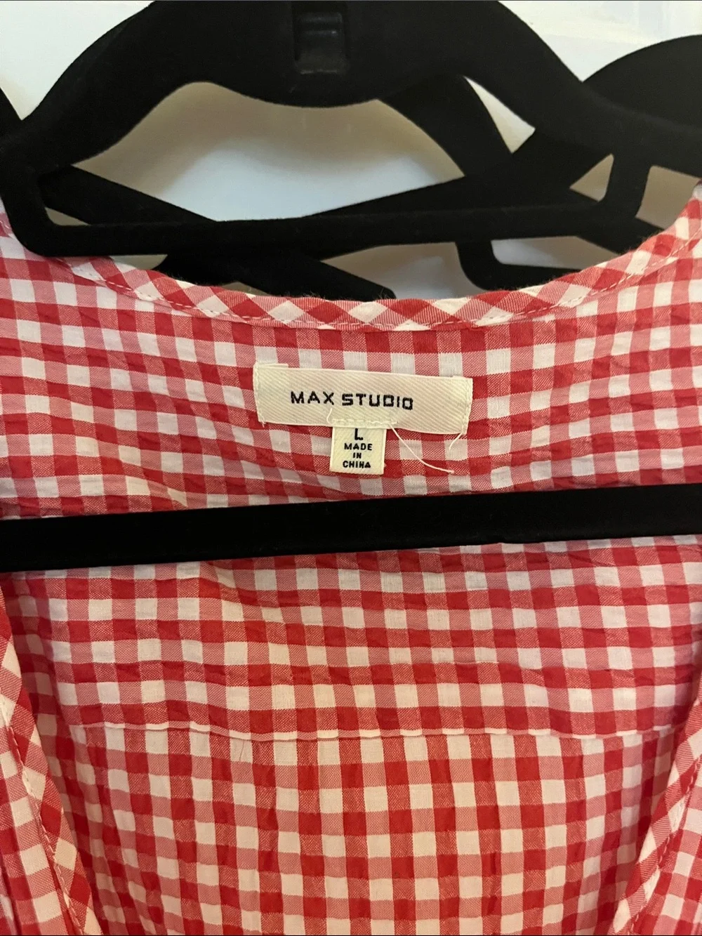 Madewell Red & White Gingham Wrap Blouse
